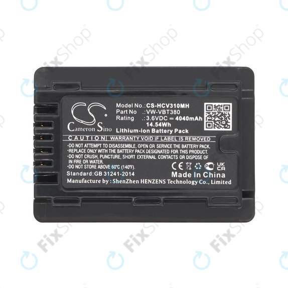 Batteria per Panasonic HC-550EB, VW-VBT380, Li-Ion, 4040mAh, 3.6V, HQ