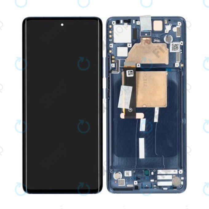 Schermo per Motorola Edge 30 Fusion, Neptune Blue, Vetro touch con cornice, 5D68C21190, Genuine Service Pack