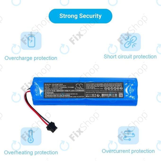 Batteria per Xiaomi Roidmi EVE Plus, Viomi, Lydsto, Proscenic, Tefal, NR18650 M26-4S2P, SUN-INTE-181, H18650CH-4S2P, Li-Ion, 5200mAh, 14.4V, HQ