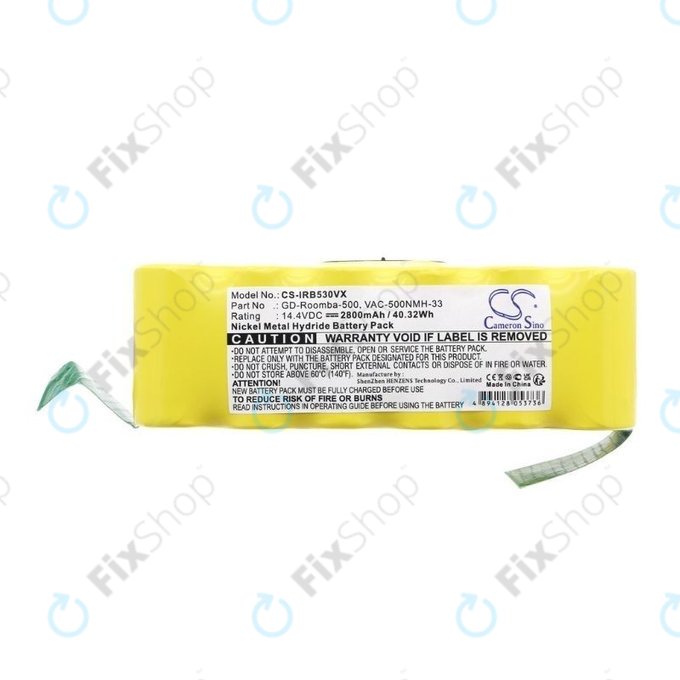 Batteria per iRobot Roomba 500, 600, 700, 800, 900-seriess, R3, Scooba 450, Vileda 137173, 11702, GD-Roomba-500, VAC-500NMH-33, Ni-MH, 2800mAh, 14.4V, HQ
