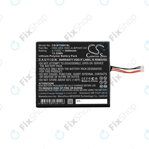 Batteria per Nintendo Switch, 3600mAh, Li-Pol, 3.7 V, HAC-003, HQ