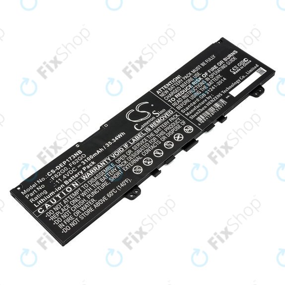 Batteria per Dell Inspiron 13, 7373, Vostro 13, F62G0, Li-Ion, 3100mAh, 11.4V, HQ