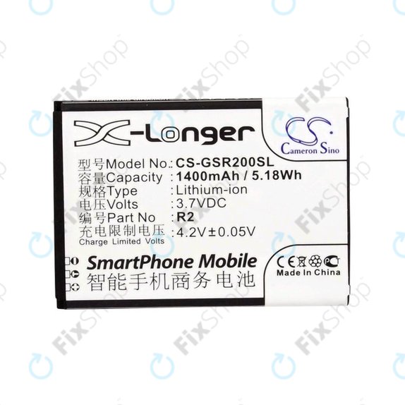 Batteria per Gigabyte Gsmart Roma, R2, Li-ion, 3.7V, 1400mAh, HQ