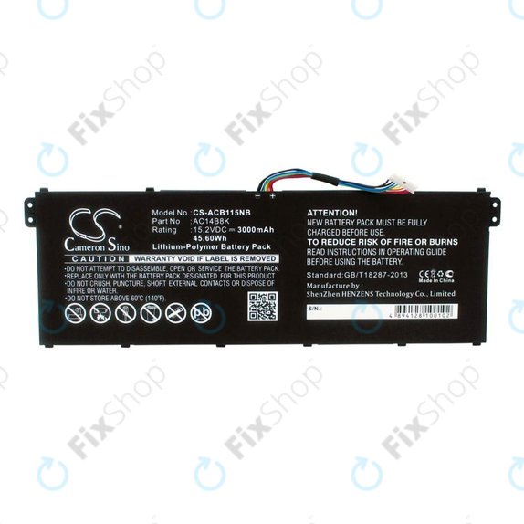 Batteria per Acer Aspire 5, 7 E5, V3, Chromebook 11, 13, 15, AC14B18K, Li-Pol, 3000mAh, 15.2V, HQ