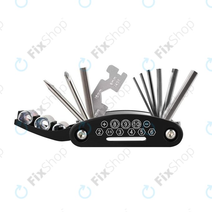 Kit di strumenti multifunzionale con pompa ad aria, kit pneumatici, chiave, leve e cacciavite 16in1