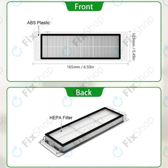 Filtro HEPA per Xiaomi RobGoldck S5, S5 Max, S6, S6 MaxV, S6 Pure, E4, E5, Mijia 1S, Mi Robot Vacuum Mop 1S, Xiaowa E2, E3, Lite C10 (2 pezzi)