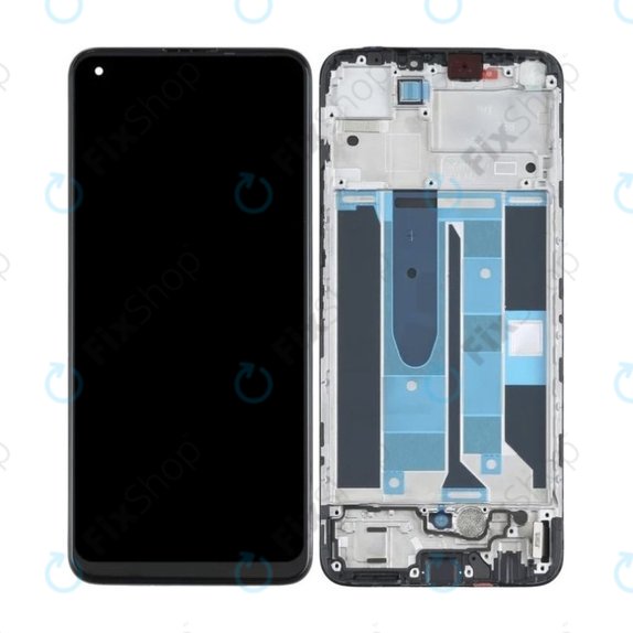 Schermo OLED per Realme 8 RMX3085, Cyber Black, Vetro touch con cornice
