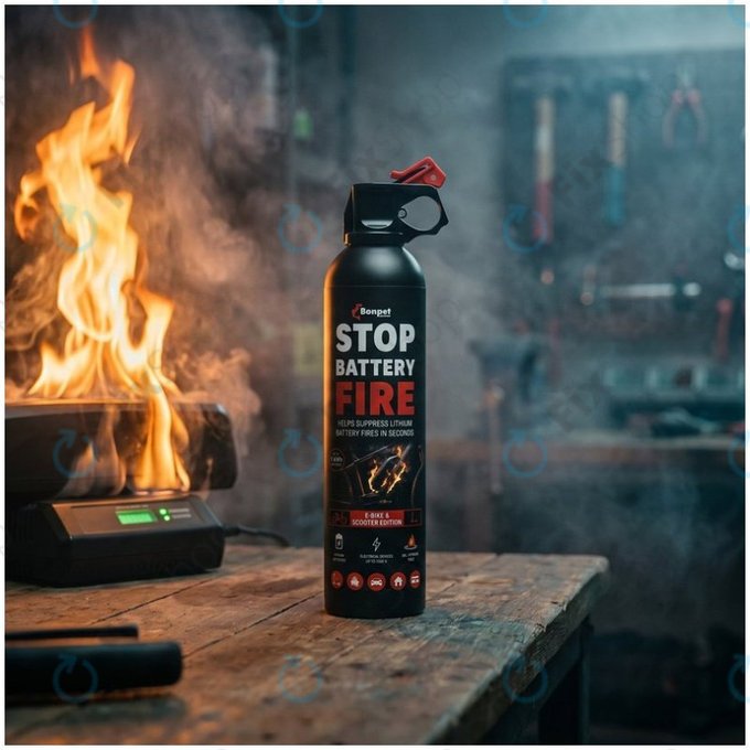 Bonpet Spray estinguente per batterie al litio, 500 ml, E-Bike & Scooter Edition