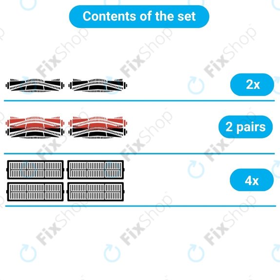 Set di ricambi per Bissell Crosswave 17132, 2225N, 2582N, 3551N (2x spazzola rotante per tappeti, 2 paia di spazzole rotanti per varie superfici, 2x filtro)
