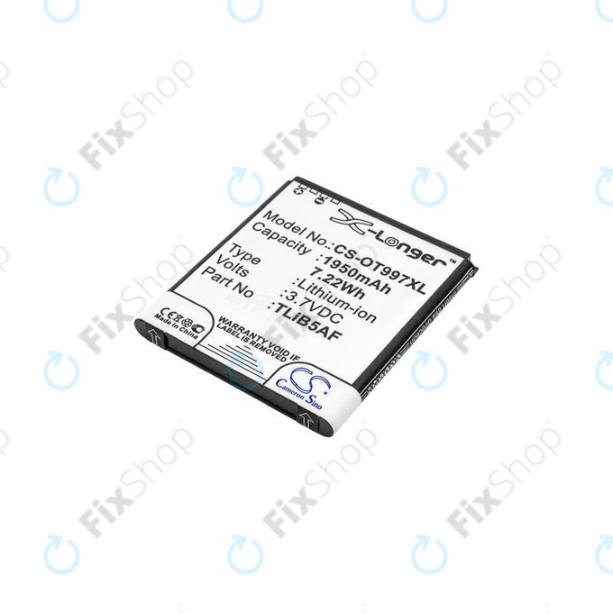 Batteria per Alcatel One Touch 997, X Pop, TCL S710, S800, TLiB5AF, Li-Ion, 1950mAh, 3.7V, HQ