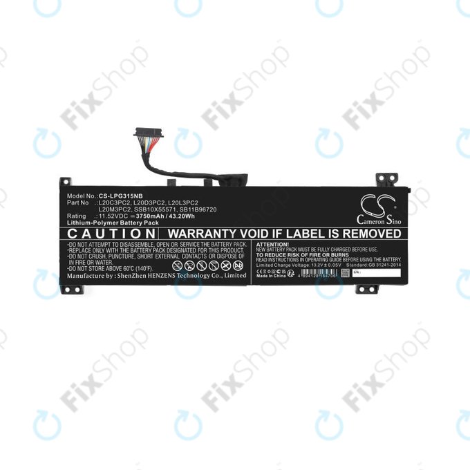 Batteria per Lenovo IdeaPad Gaming 3, L20C3PC2, Li-Pol, 3750mAh, 11.52V, HQ