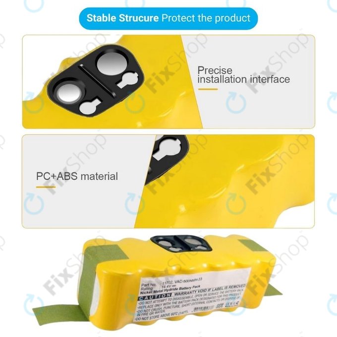 Batteria per iRobot Roomba 500, 600, 700, 800, 900-seriess, R3, Scooba 450, Vileda 137173, 11702, GD-Roomba-500, VAC-500NMH-33, Ni-MH, 3500mAh, 14.4V