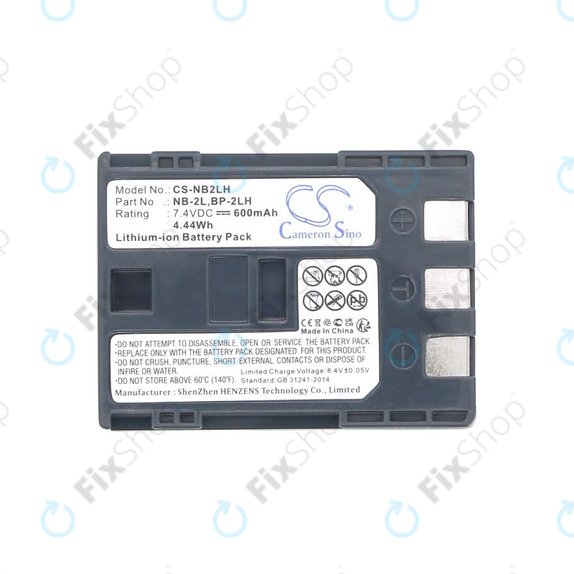 Batteria per Canon EOS 350D, 400D, PowerShot S30, S60, S80, NB-2LH, Li-Ion, 600mAh, 7.4V, HQ