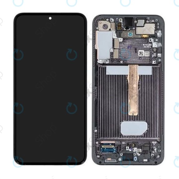 Schermo per Samsung S22 Plus S906B, Phantom Black, Vetro touch con cornice, GH82-27500A, GH82-27501A, Genuine Service Pack