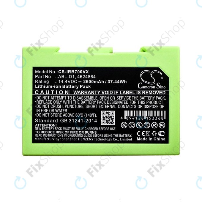 Batteria per iRobot Roomba e-seriess, i-seriess, ABL-D1, 4624864, ABL-D2, Li-Ion, 2600mAh, 14.4V, HQ
