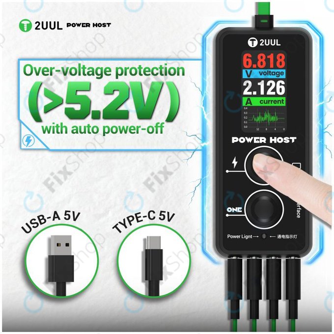Tester digitale USB-C di tensione e corrente (Power Host), 2UUL PW15