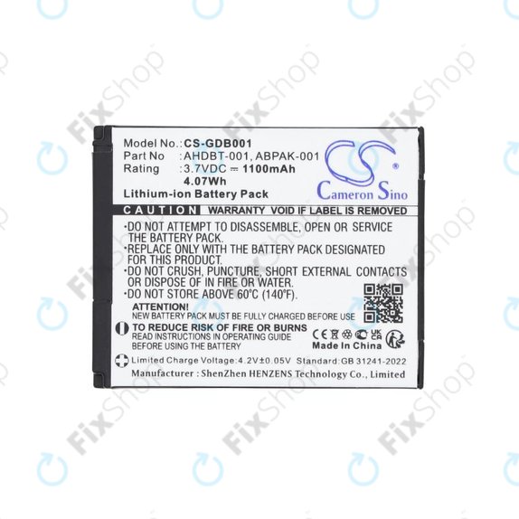 Batteria per GoPro HD Hero, Hero2, AHDBT-001, Li-Ion, 1100mAh, 3.7V, HQ