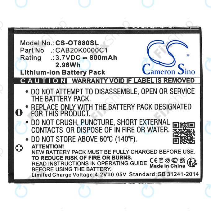 Batteria per Alcatel One Touch, BTR510AB, Li-Ion, 3.7V, 800mAh, HQ