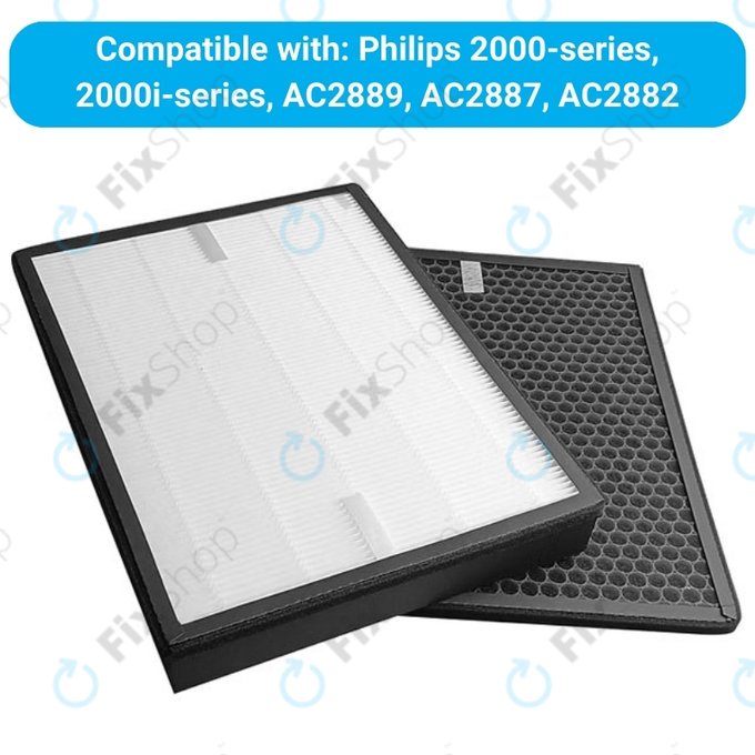 Set filtri per Philips 2000-seriess, 2000i-seriess, AC2889, AC2887, AC2882 (HEPA + Activated carbon)