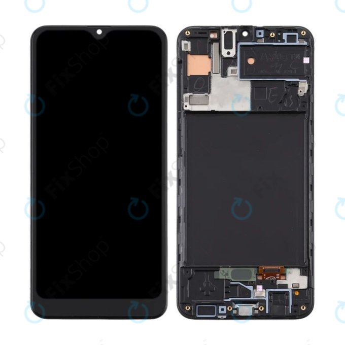 Schermo per Samsung A30s A307F, Prism Crush Black, Vetro touch con cornice