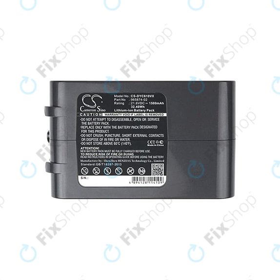 Batteria per Dyson DC-seriess, V6, 965874-02, Li-Ion, 1500mAh, 21.6V, HQ