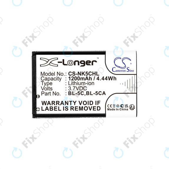 Batteria per Nokia 1208, 1110, 2310, BL-5C, Li-Ion, 3.7V, 1200mAh, HQ
