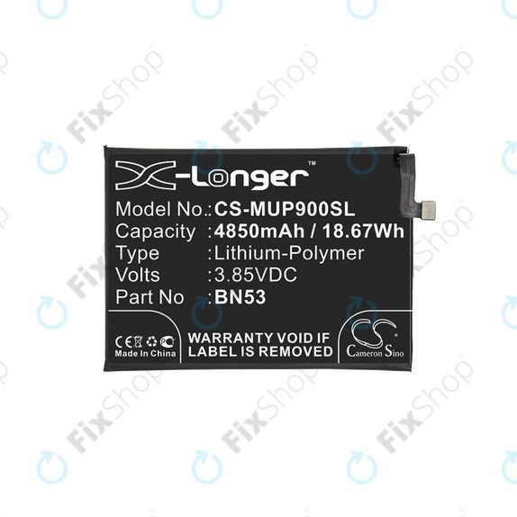 Batteria per Xiaomi Redmi Note 9 Pro, 4850mAh, Li-Pol, 3.85 V, BN53, HQ
