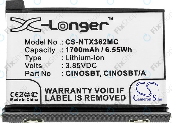 Batteria per Insta360 One X2, CINOSBT, Li-Ion, 1700mAh, 3.85V, HQ