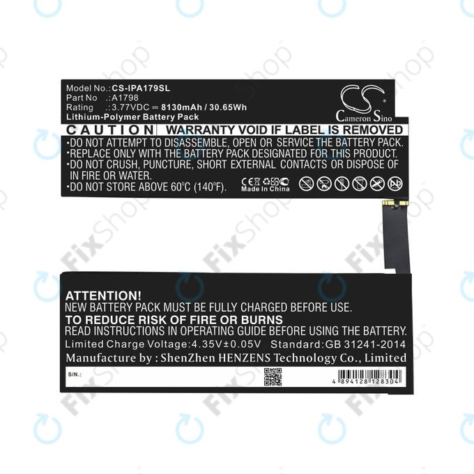 Batteria A1798 per Apple iPad Pro 10.5" (2017), 8130mAh, HQ