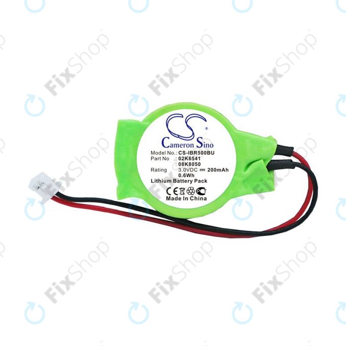 Batteria di backup per Lenovo Thinkpad, 02K6541, Lithium, 200mAh, 3V, HQ