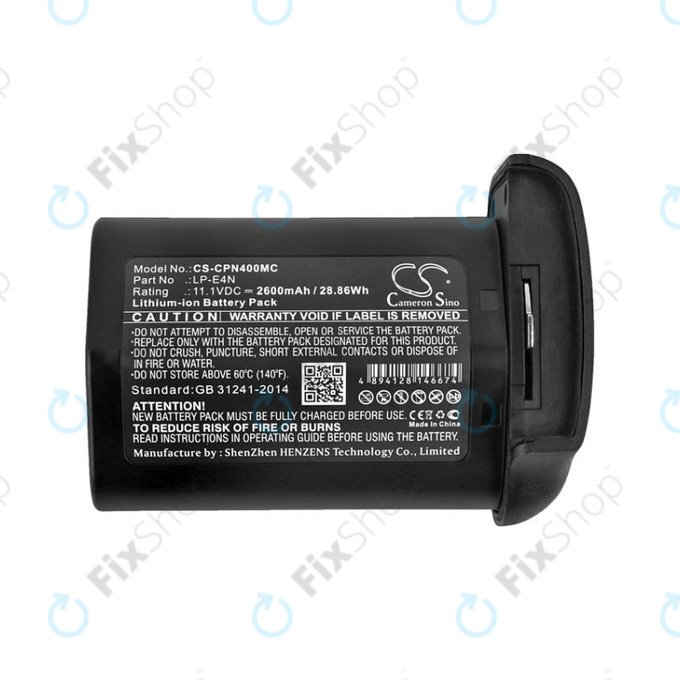 Batteria per Canon 1D Mark 3, EOS-1D MarkIII, Mr-14ex, LP-E4N, Li-Ion, 2600mAh, 11.1V, HQ