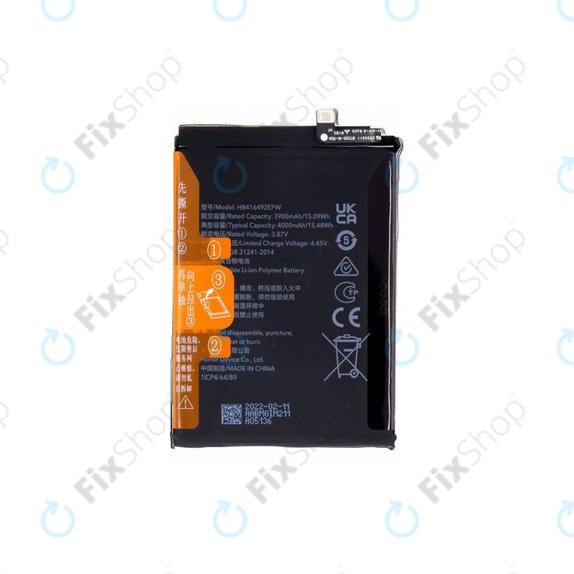 Batteria per Honor X8, HB416492EFW, 4000mAh
