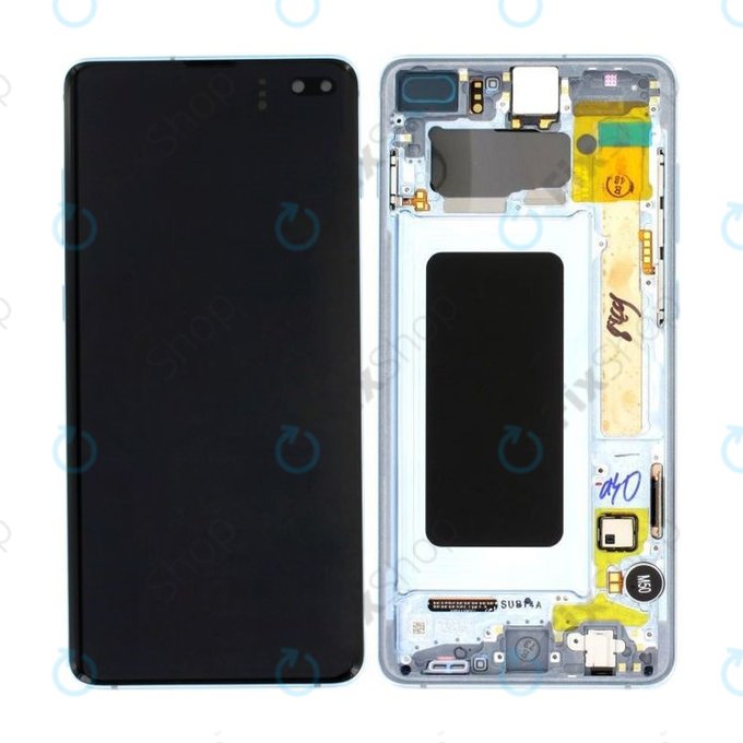 Schermo per Samsung S10 Plus G975F, Prism Blue, Vetro touch con cornice, GH82-18849C, GH82-18834C, Genuine Service Pack