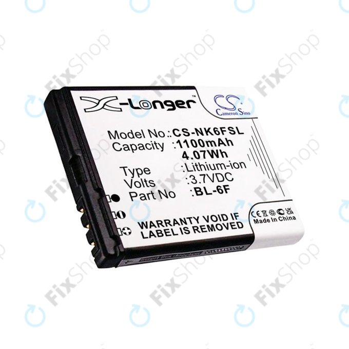 Batteria per Nokia N78, N79, N95 8GB, BL-6F, Li-Ion, 3.7V, 1100mAh, HQ