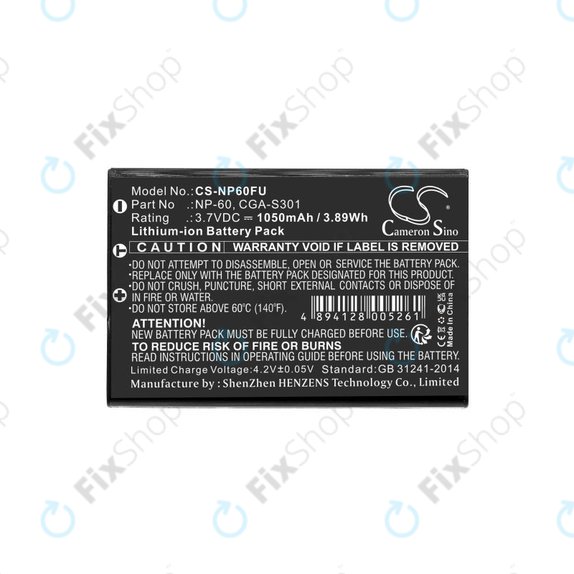Batteria per Agfa, HP Photosmart, Toshiba Camileo, NP-60, COMA-BP1, Li-Ion, 1050mAh, 3.7V, HQ