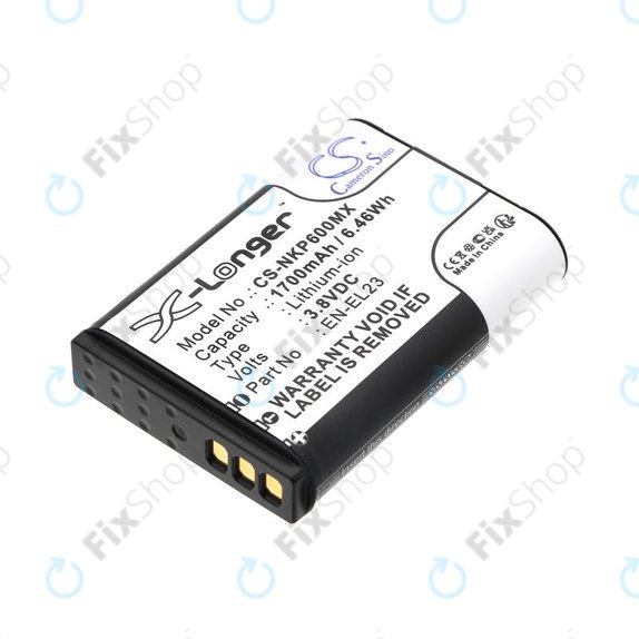 Batteria per Nikon Coolpix, EN-EL23, Li-Ion, 1700mAh, 3.8V, HQ