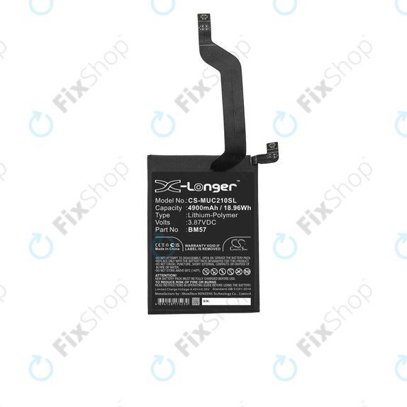 Batteria per Xiaomi Redmi Note 10 Pro M2101K6G M2101K6R, BM57, 4900mAh, HQ