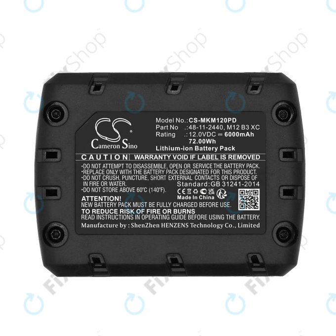 Batteria per Milwaukee M12 Redlithium XC 4.0, M12 B3 XC, M12 B4 XC, Li-Ion, 6000mAh, 12V, HQ