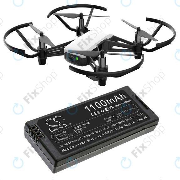 Batteria per DJI Tello, T01, Li-Pol, 1100mAh, 3.8V, HQ