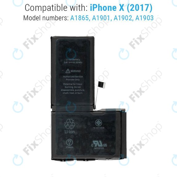 Batteria per iPhone X, 2716mAh, Service Pack