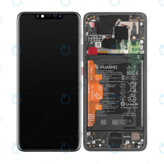 Schermo per Huawei Mate 20 Pro, Vetro touch con cornice, batteria, Black, 02352FRL, Genuine Service Pack