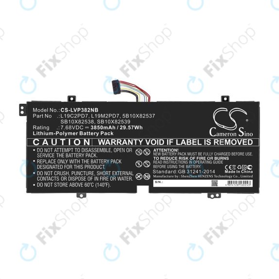 Batteria per Lenovo IdeaPad 3, Duet 3, L19C2PD7, Li-Pol, 3850mAh, 7.68V, HQ