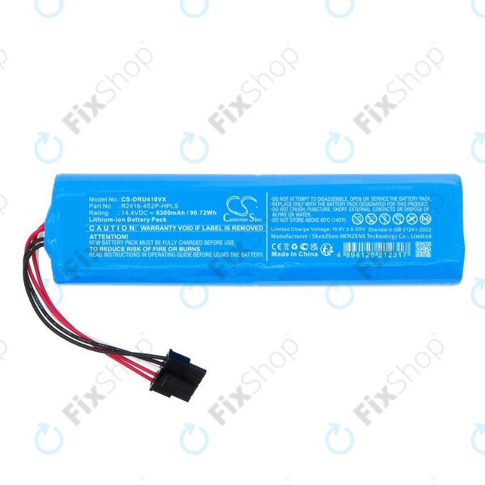 Batteria per Xiaomi Dreame Bot X30 Ultra, X40 Ultra, X40 Pro Ultra, L30 Ultra, D10s Plus, R2416-4S2P-HPLS, Li-Ion, 6300mAh, 14.4V, HQ
