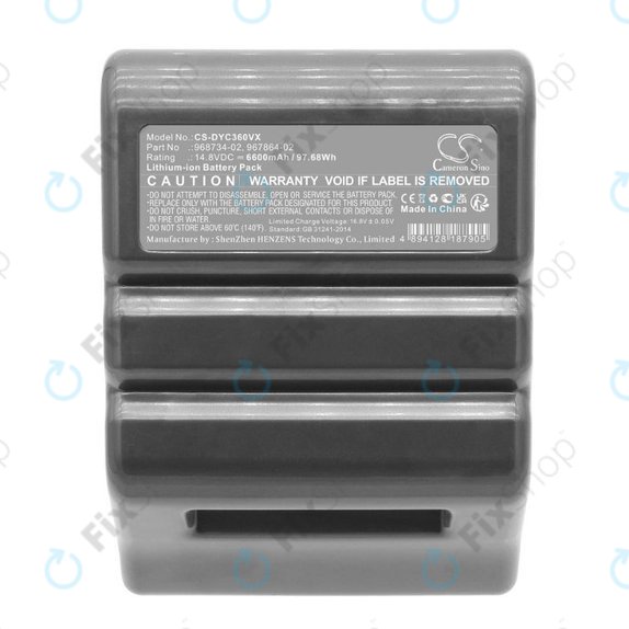 Batteria per Dyson 360 Vis Nav, Heurist (2020), 968734-02, 967864-02, Li-Ion, 6600mAh, 14.8V, HQ