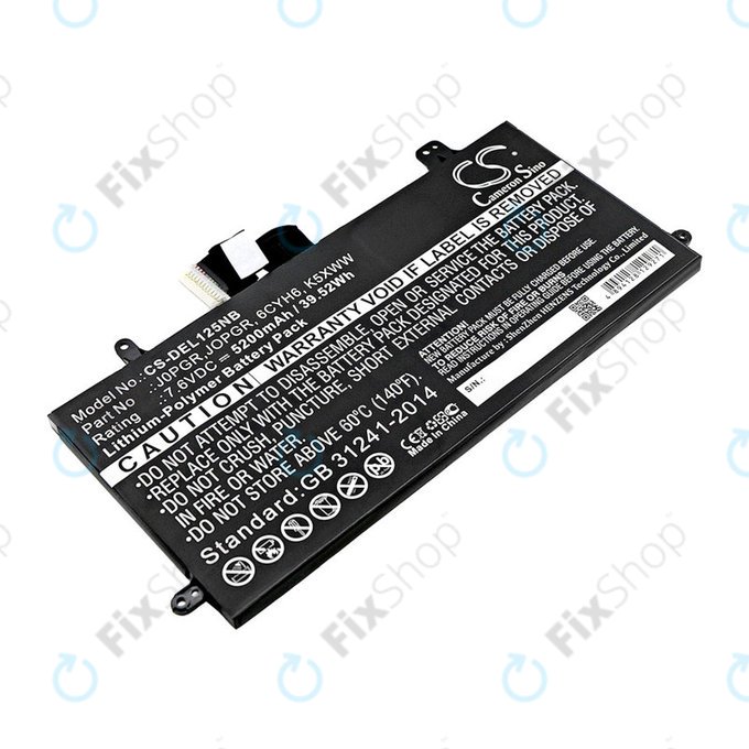 Batteria per Dell Latitude 5290, Latitude 12 5285, J0PGR, Li-Pol, 5200mAh, 7.6V, HQ