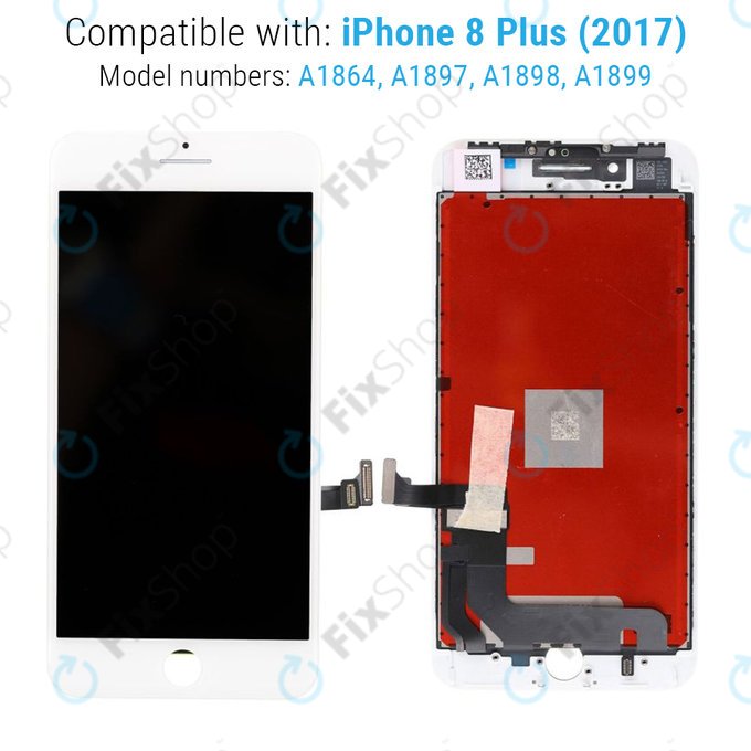 Schermo per iPhone 8 Plus, White, Vetro touch con cornice, Refurbished