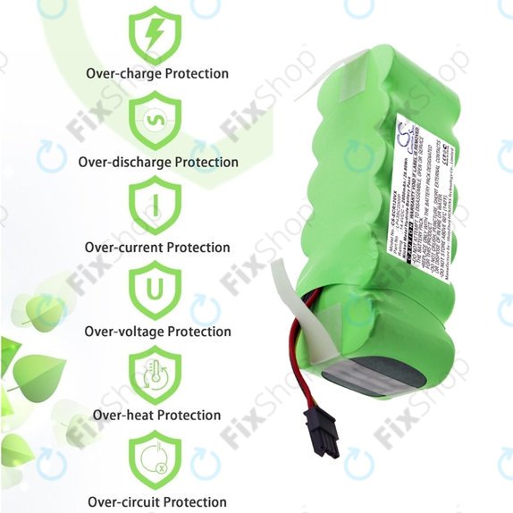 Batteria per Ecovacs Deebot CR120, KK-8, X500, LP43SC2000P, Ni-MH, 2000mAh, 14.4V, HQ