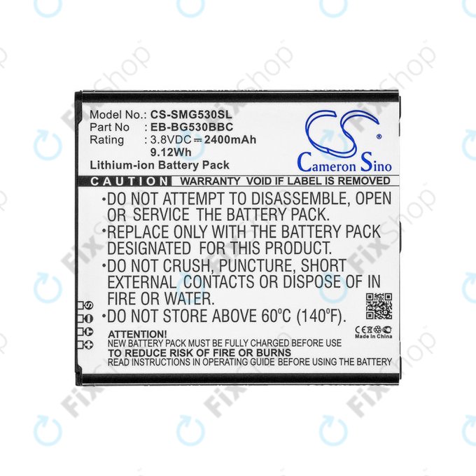 Batteria per Samsung J3, EB-BG530BBC, Li-Ion, 3.8V, 2400mAh, HQ
