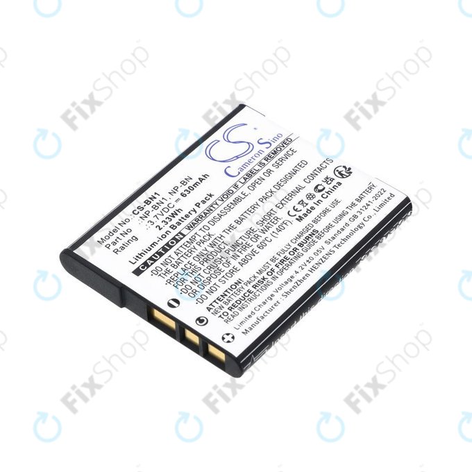 Batteria per Sony Cyber-Shot DSC-TX20, TX9, NP-BN1, Li-Ion, 630mAh, 3.7V, HQ