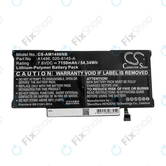 Batteria A1496 per MacBook Air 13" A1466 (Mid 2013 - Mid 2017), 7150mAh, HQ